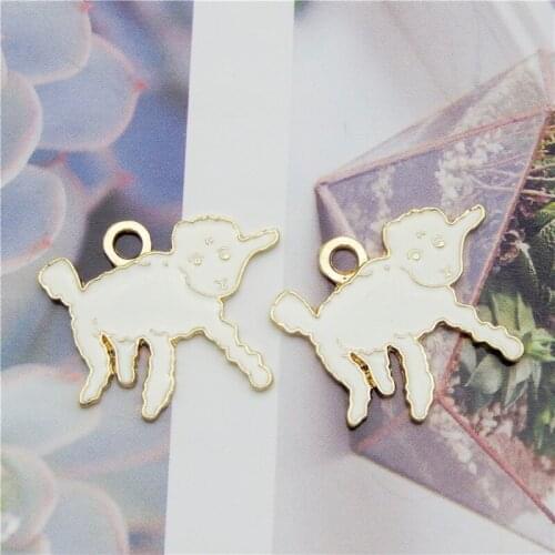 GraceAngie 8pcs/lot Enamel Sheep Pendant Alloy Animals Necklace Charms DIY Earrings Accessories Funny Clothes Decorate Handmade