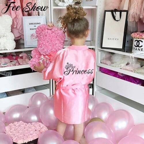 New Kids Robe Satin Children Summer Kimono Bath Robes Pajamas Bridesmaid Girl Birthday Dress Silk Girls Bathrobe Nightgown Robe