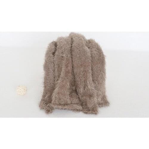 Brown Knit Velvet Wrap Crochet Swaddle Sack Baby Photography Wraps Knit Posing Blanket Newborn Boy Photo Props Infant Blanket