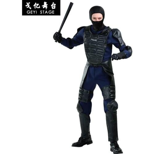 Halloween Costumes Adult Special Police Masked Hero Warrior Outfit Officer Costume Armor Fancy Cosplay Clothing for Men