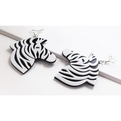 ZiccoWong Exaggerated Large Zebra Head Drop Dangle Earring For Women Acrylic Fashion Animal Drop Earrings 2021 Trend Jewelry