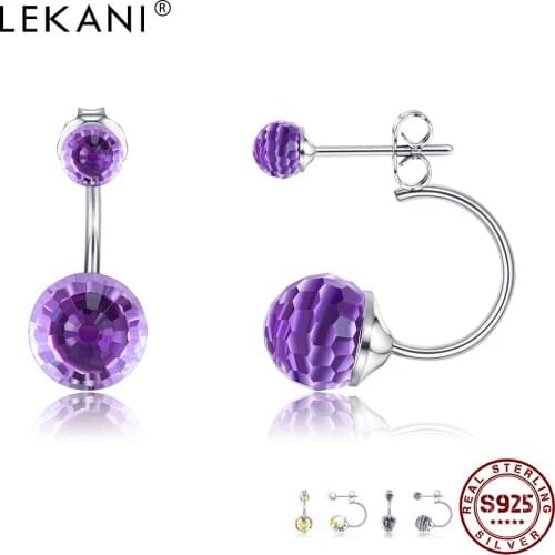 LEKANI 925 Sterling Silver Women Earring Ball New Shiny Zircon Creative Design Earrings Embellished With Crystals From Swarovski