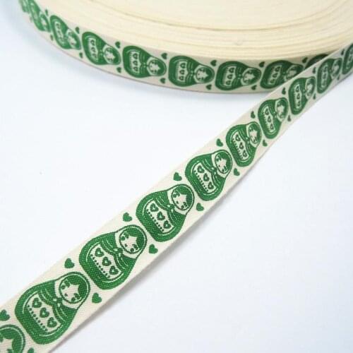 5yards 5/8" 15mm Handmade Printed Cotton Ribbon Matryoshka doll For Gift Wrapping Party Dress Sew On Garment Christmas Accessory