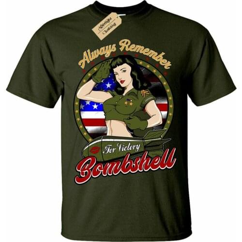 Always Remember American Bombshell T-Shirt usa pinup mens