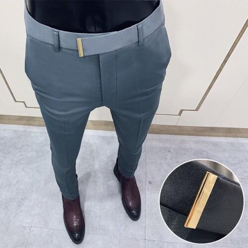 Mens Business Suit Pant Classic Office Slim Fit Trousers High Quality Social Wedding Pantalon Homme Classique Casual Pants Mens