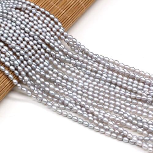 Natural Freshwater Pearl Grey Color Flat Shape Glossy Pearl for Making Jewelry Necklace Bracelets Size 4-5mm