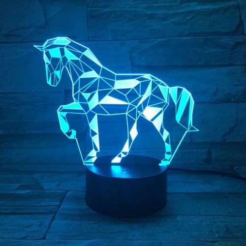 3D Illusion Night Light LED Table Lamp, Horn Horse Bedside Night Light for Kids, Birthday and Holiday Gift for Children Girls an