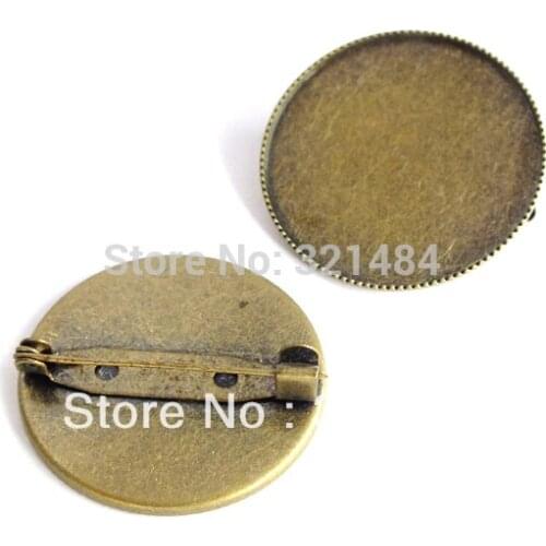 Wholesale 200piece Antique bronze 25mm brooch safety pin jewelry blanks