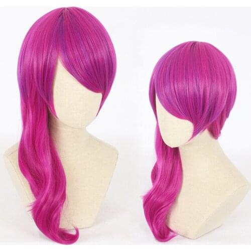 Game Character LOL KDA Evelynn Cosplay Wigs 50cm Rose Red KDA Heat Resistant Synthetic Hair Perucas Cosplay Wig + Wig Cap