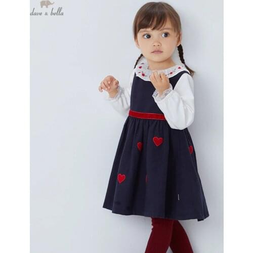 DB18631 dave bella autumn baby girls cute floral patchwork dress children fashion party dress kids infant lolita clothes