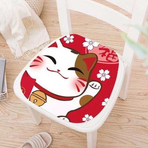 40x40cm Dining Chair Cushions Cartoon Style Printed Flannel Anti-slip Seat Cushion Soft Foam Seat Mat 15Patterns