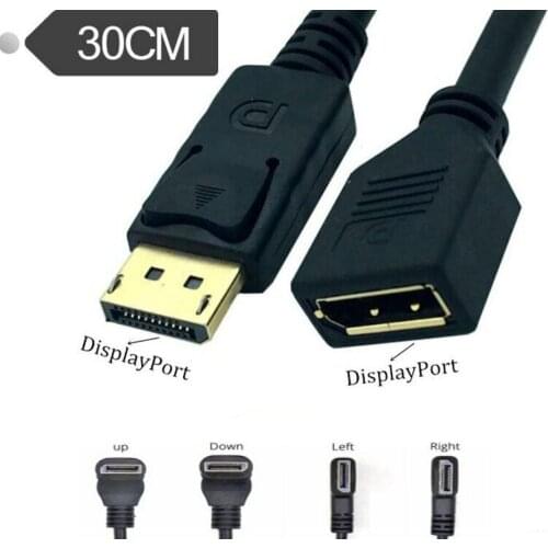 DisplayPort Display Port Male 90 Degree Angled to DP Female Extension Cable for CRT LCD Projectors