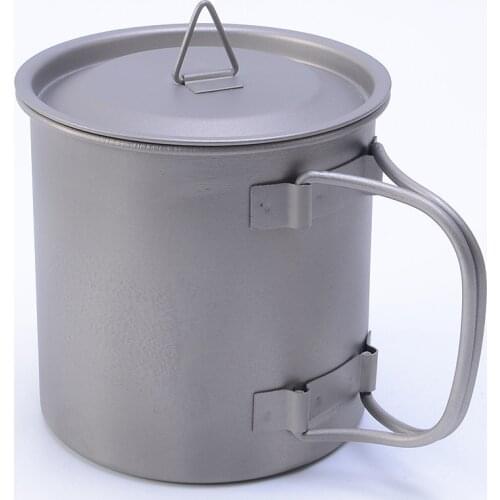 Portable Camping Cup Foldable Handle Ultralight Pure Titanium Picnic Coffee Tableware 400ML Mug Outdoor Accessories Drink Cups