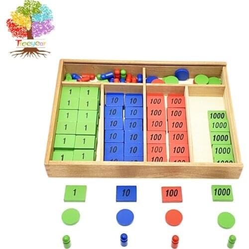 Treeyear Professional Montessori Wooden Stamp Game Material Kids Counting Learning and Math Kids Wooden Toy for Toddlers Childre