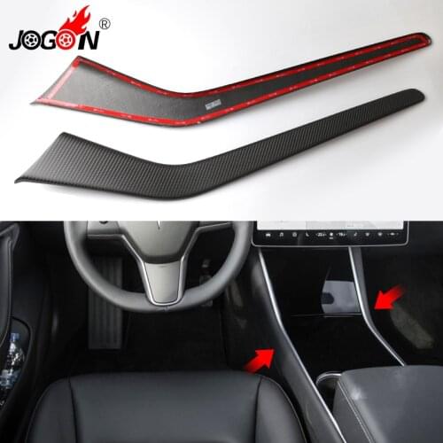 Carbon Fiber Car Interior Gear Shift Knob Side Frame Panel Trim Anti-scratch For Tesla Model 3 2017- 2020