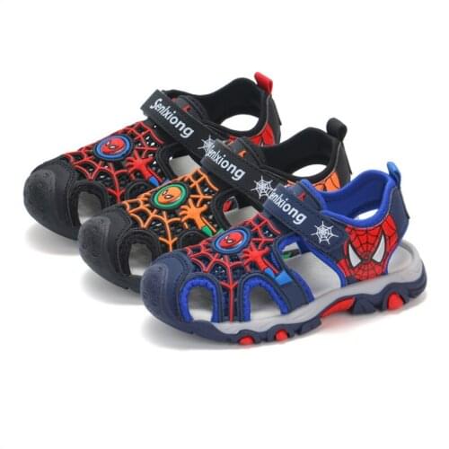 Childrens Shoes Boys Sandals Summer Cut-outs New Cartoon Kids Canvas Rain Breathable Flats Shoes Size 26-36