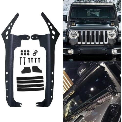 52" LED Light Bar Upper Windshield Mounting Brackets for Jeep Wrangler JL 2018