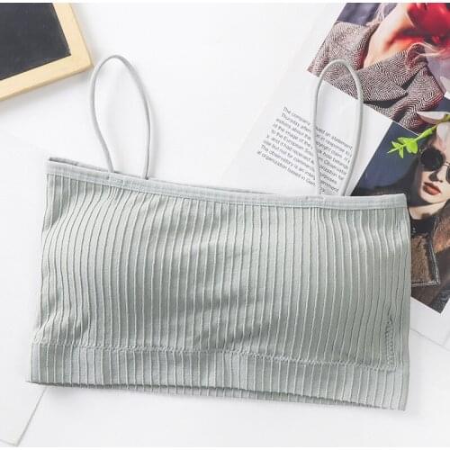 12 Colors Women Summer Tank Crop Top Seamless Sport Camisole Underwear Push Up Bustier Tube Top Built In Bar Cropped Camis