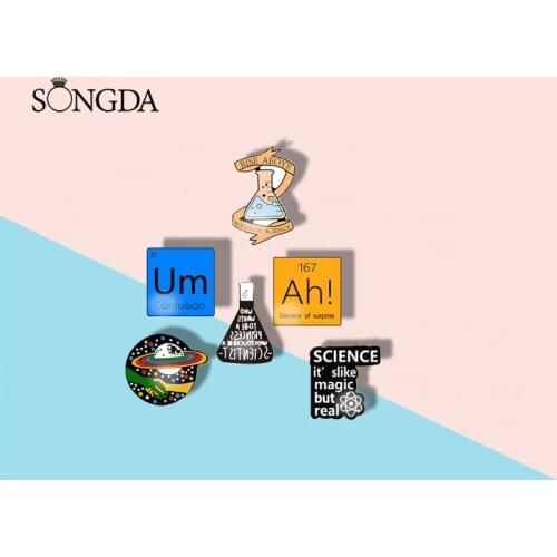 Scientist Series Chemical Experiment Beaker Cup Ah Um Art Photo Brooches Pins Acrylic Brooch Pin Cartoon Badges Collection Gifts
