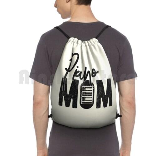 Piano Mom-Cool Funny Marching Band Mom Gift Backpack Drawstring Bag Riding Climbing Gym Bag Marching Band Musical Instrument