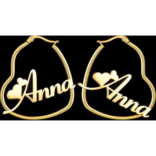 Fashion Circle Heart Name Earrings For Women Personalise Custom Round Love Heart Drop Earrings Pendientes Girls Jewelry Gifts