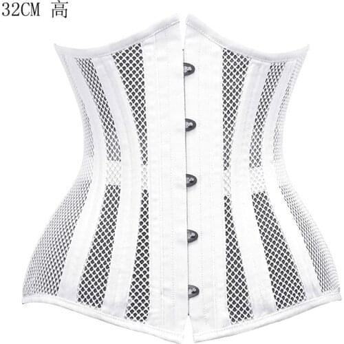 High Quality Corset Waist Trainer Underbust Women Bustier Mesh Net Gothic Korsett Plus Size Korse Front Buckle Corselet Gorset