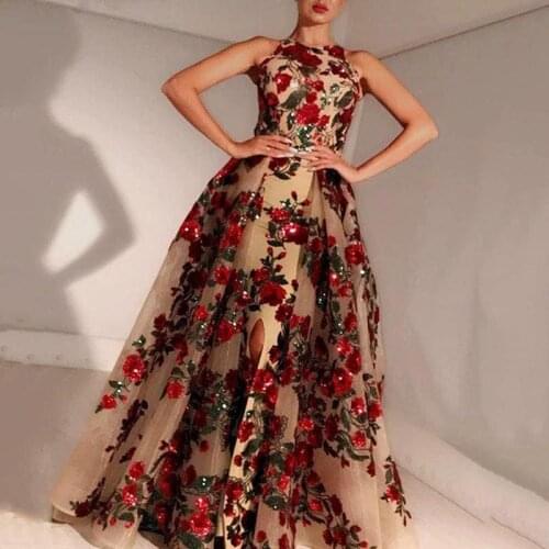 2021 New Elegant Woman Evening Gown Plus size slim printed long evening dress Ever Pretty Dress