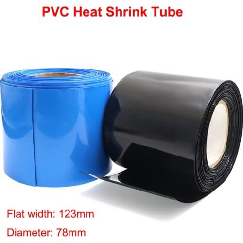 1 Meter Width 123mm PVC Heat Shrink Tube Dia 78mm Lithium Battery Pack Insulated Film Wrap Protection Case Wire Cable Sleeve