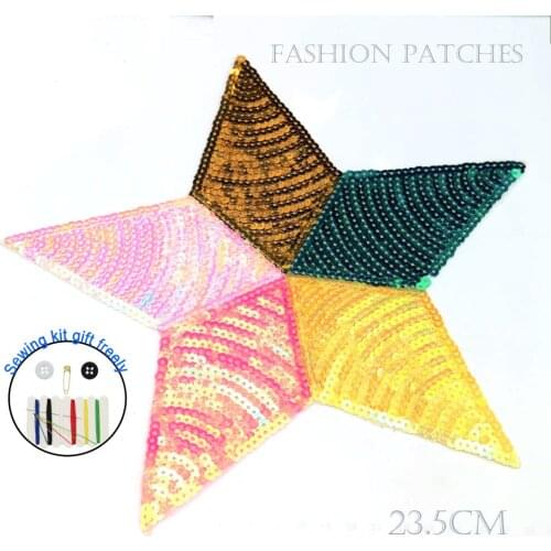 1pc large Sequin star patches for clothing DIY sew on parch appliques Embroidery applique patch ropa clothing accessories