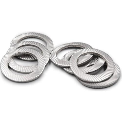 10pcs M10 M12 304 Stainless Steel Double-Sided Lock Washer Printed Oblique Serrated Safety Washer Lock Washer