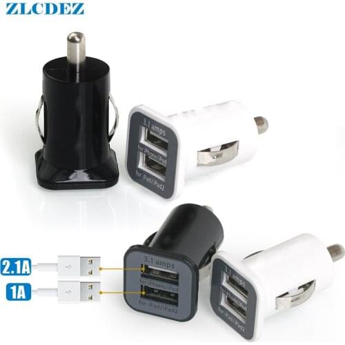 3.1A Car Styling Universal USB Car Phone Charger Dual Power Port Adapter Cigarette Lighter Converter Black & White 100pcs/lot