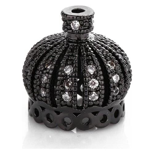 100pcs DIY Metal Beads Tassel Earrings Accessories Micro Pave Zircon Copper Crown Beads DIY Earrings Pearls Necklace Findings