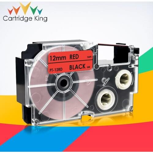 12mm Compatible for Casio XR-12RD Cartridge Labeling Ribbon Tape Black on Red for Casio KL-60 KL-120 KL-HD1 KL-P350W Label Print