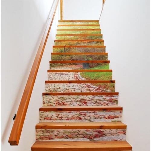 13pcs/set Autumn Leaves 3D Waterproof Stair Stickers Removable Self-adhesive Wall Floor Decals Decor Murals Stickers 18*100cm