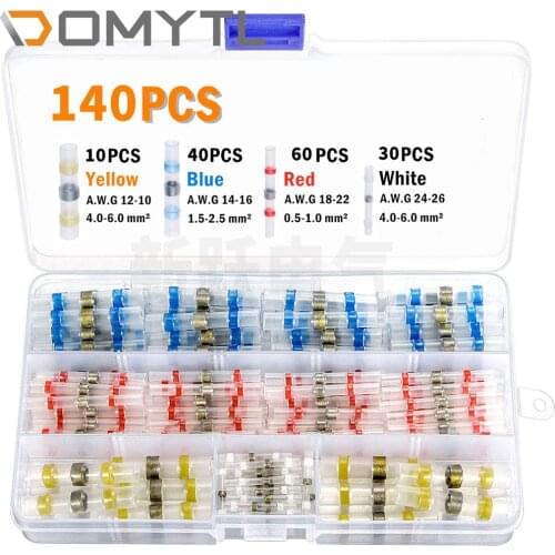 140pcs of Waterproof Solder Ring Terminal Wiring Heat Shrinkable Middle Tube Solder Terminal Combination