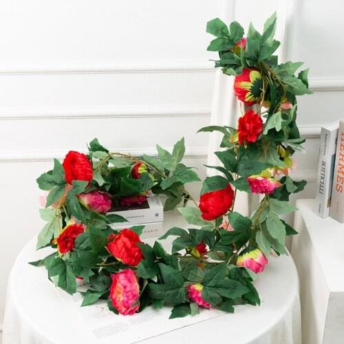 185cm Artificial Peony Rose Garlands Vine Plants Ivy Artificial Hanging flower garland for home wedding