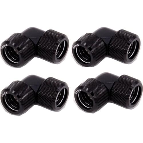 Bykski 4pcs/set Computer Water Cooling 90 Degree Fitting use for OD12mm/OD14mm/OD16mm Tubing Hand Compression Copper Fitting