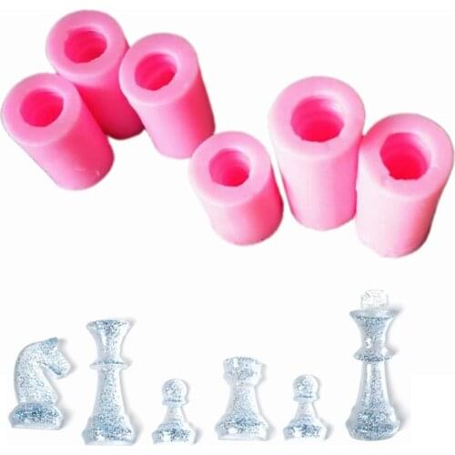 6 Pcs Chess Resin Mold 3D International Chess Piece Silicone Mold Set Polymer Clay Resin Baking Mould Soap Candle Making Mold fo