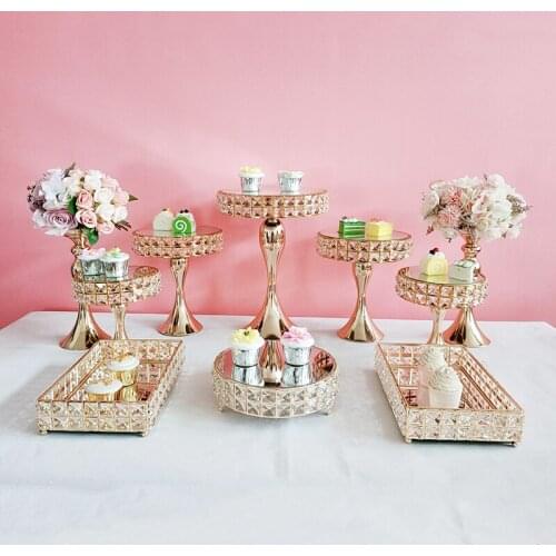 7 11pcs Square crystal gold color wedding party cake table
