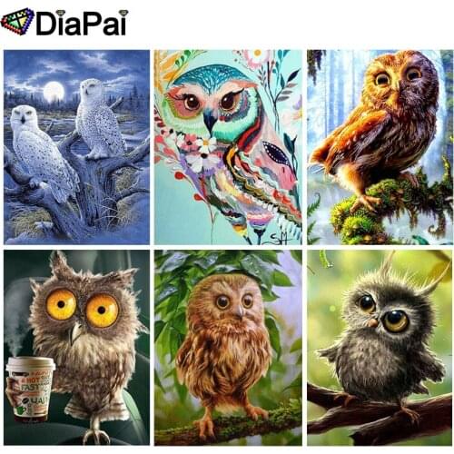 DIAPAI 5D DIY Diamond Painting 100% Full Square/Round Drill "Cartoon animal owl" 3D Embroidery Cross Stitch Home Decor