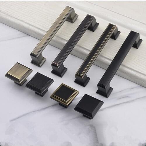 American handle cabinet door wardrobe drawer cabinet kitchen door handle black retro simple Nordic single hole handle