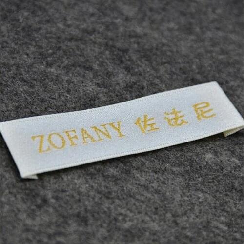 Customized white satin woven labels/clothing labels/tags/garment collar labels/main labels/hang tag/printed tags