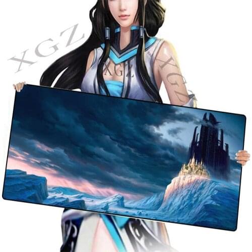 XGZ Glacier Castle Large Game Keyboard Waterproof Mouse Mat Locking Edge Pad Desk LOL CSGO 900x400/600x300