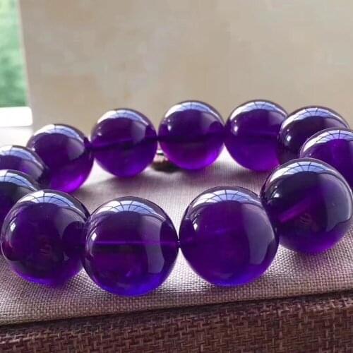 18mm Natural Purple Amethyst Quartz Bracelet Jewelry For Women Lady Man Healing Gift Crystal Round Beads Uruguay Gemstone AAAAA