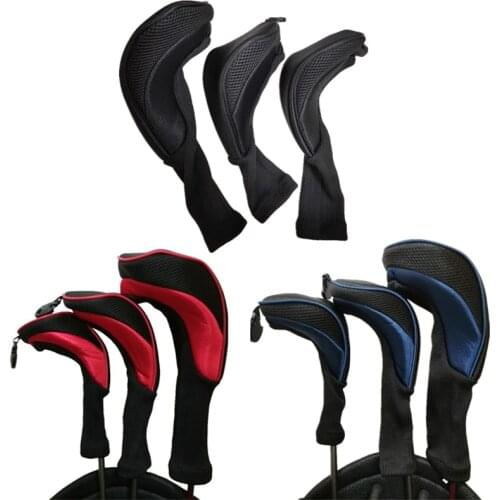 3pcs/set Golf Club Head Covers Soft Wood Golf Club Driver Headcovers Professinal Golf Head Covers Protect Set