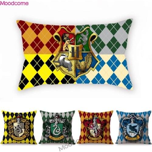 Fairy Tale Magic School Orange Green Yellow Blue Lion Crow Geometric Plaids Home Decorative Sofa Throw Pillow Case Cushion Cover