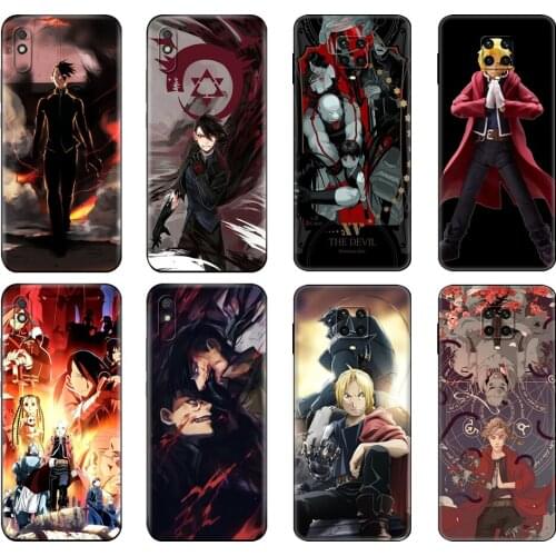 Black tpu Case For Xiaomi Redmi 7A 8 8A 9 9A 9C Case Redmi Note 8T 8 Pro T Note 9 9S 9 Pro Case Fullmetal Alchemist Brotherhood