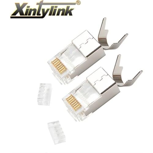 Xintylink CAT8 CAT7 CAT6A CAT.6A rj45 ethernet cable connector RJ 45 plug network 8P8C jack SFTP FTP shielded LAN 1.5mm gild 50U