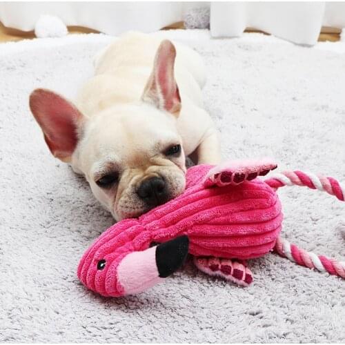 Cute Plush Flamingo Dog Chew Toys for Small Dogs Chihuahua French Bulldog Interactive Squeaky Sound Puppy Toy Mascotas Supplies
