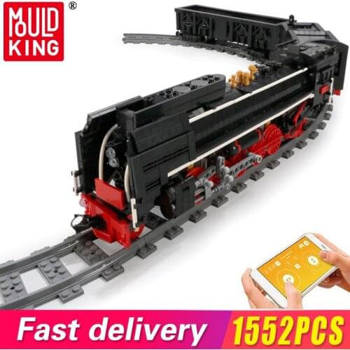 MOC City Technical Series World Railway The QJ Steam Locomotives Motorized Train Model Kit Building Blocks Bricks RC Kids Toys